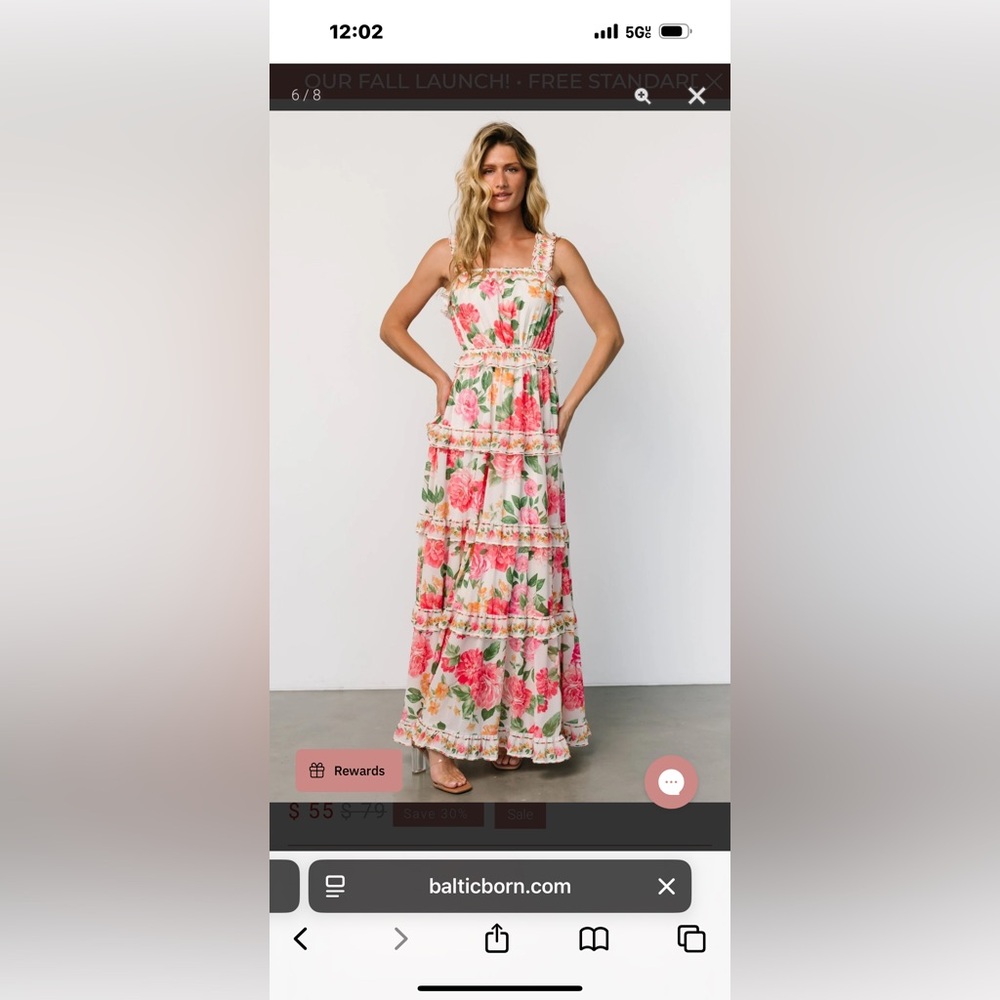 Baltic Born Pink and Green Floral Maxi Dress